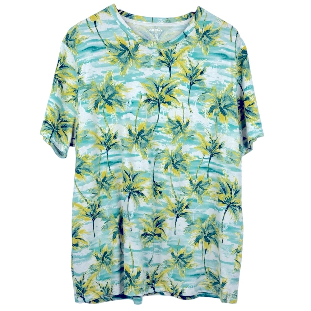 Old Navy Soft Washed All Over Palm Tree Ocean Sky Graphic Crew Neck Tee XL